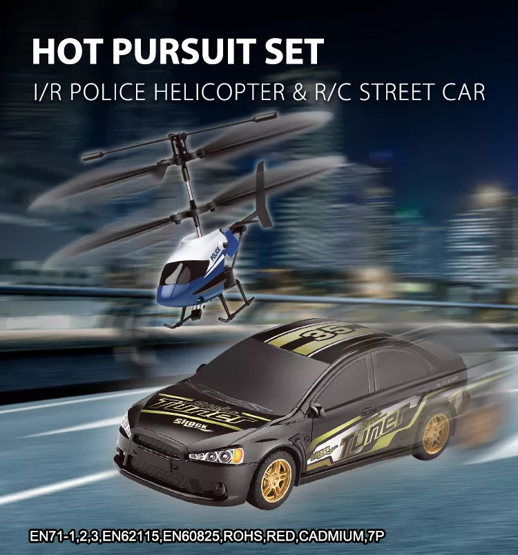 Hot Pursuit Set; I/R Police Helicopter & R/C Street Car